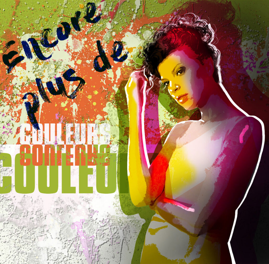 Photomontage de femme avec le slogan couleur
