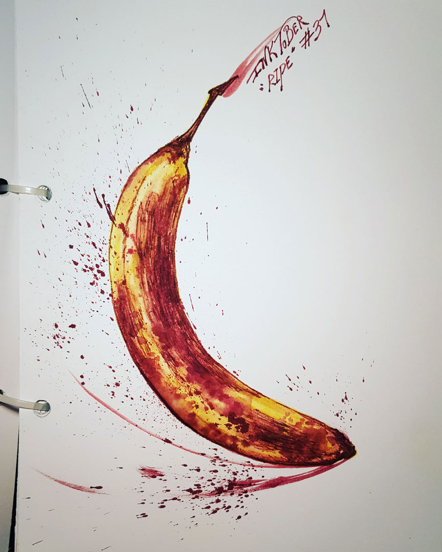Dessin à l'encre d'une banane
