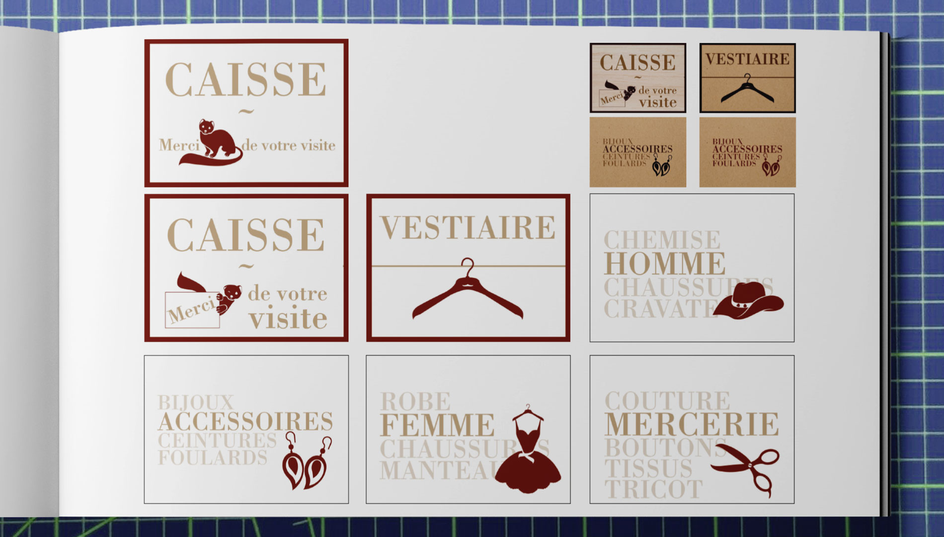 Pancartes de magasin intérieur